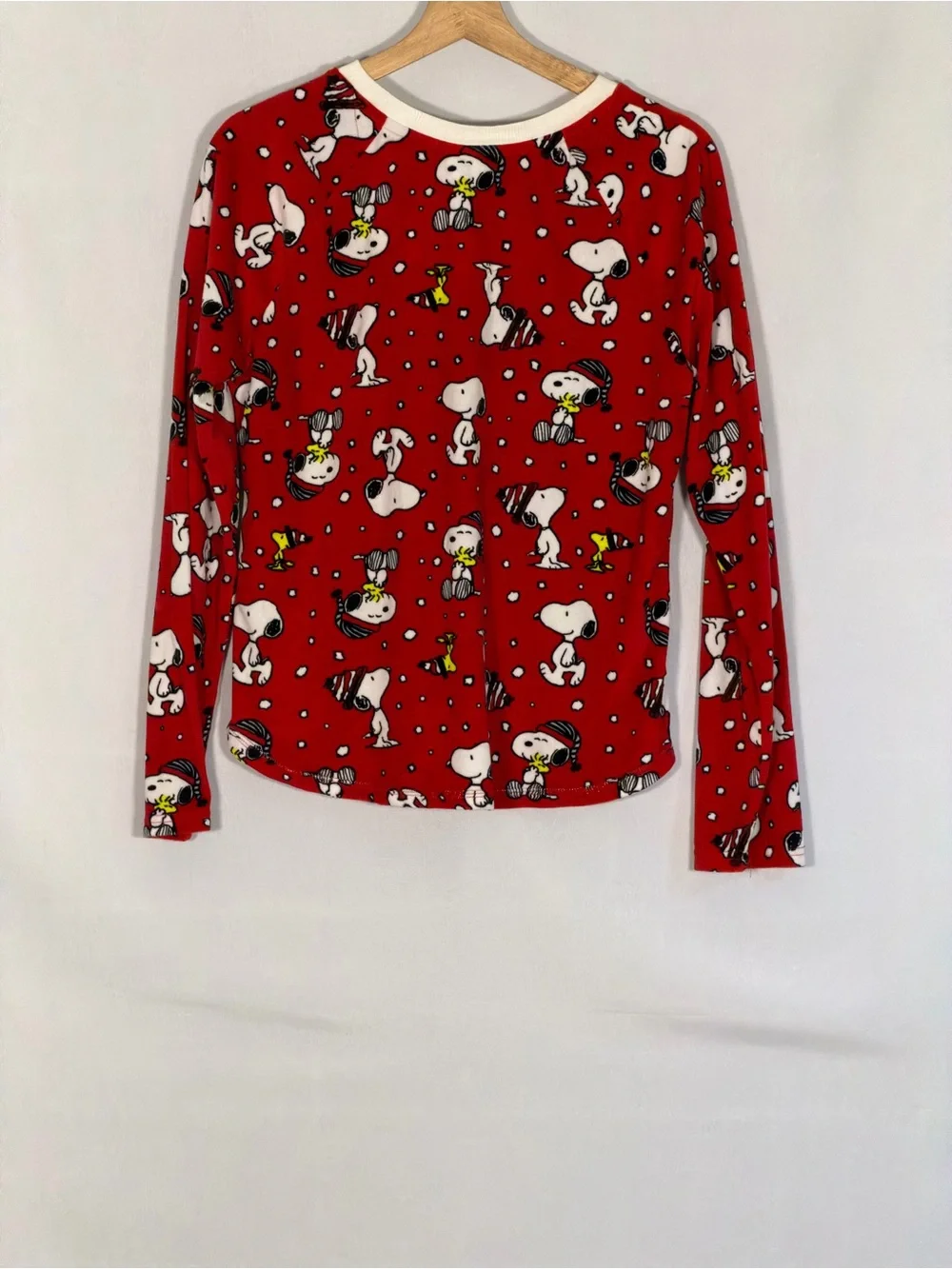 Peanuts Snoopy Women’s Pajama Set M Red Winter Fleece 2 Piece Woodstock
